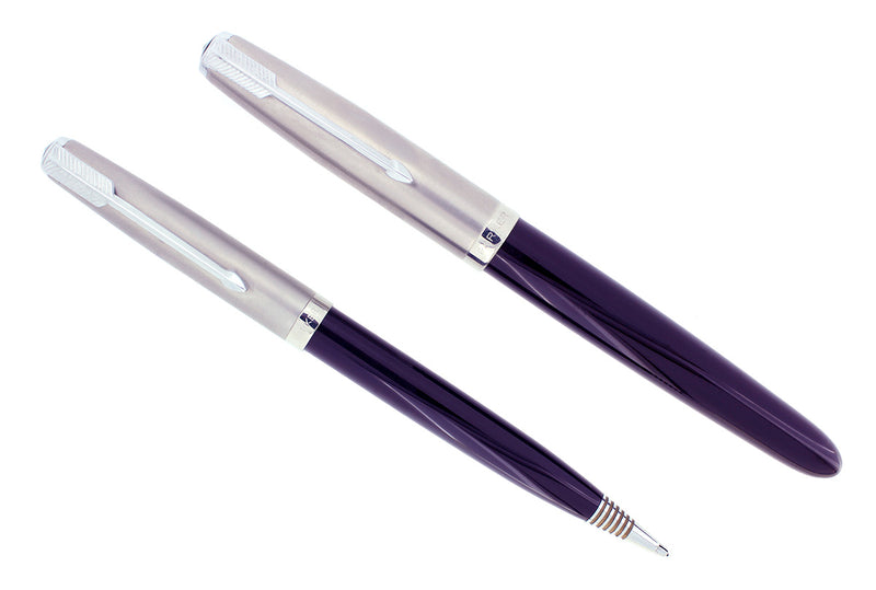 1948 PARKER 51 PLUM AEROMETRIC FOUNTAIN PEN & PENCIL SET RESTORED OFFERED BY ANTIQUE DIGGER