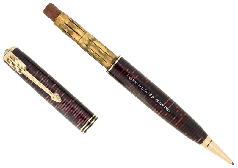CIRCA 1934 PARKER VACUMATIC BURGUNDY PEARL STANDARD MECHANICAL PENCIL RESTORED OFFERED BY ANTIQUE DIGGER