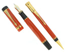CIRCA 1990 PARKER DUOFOLD CENTENNIAL SPECIAL EDITION ORANGE FOUNTAIN PEN & PENCIL SET
