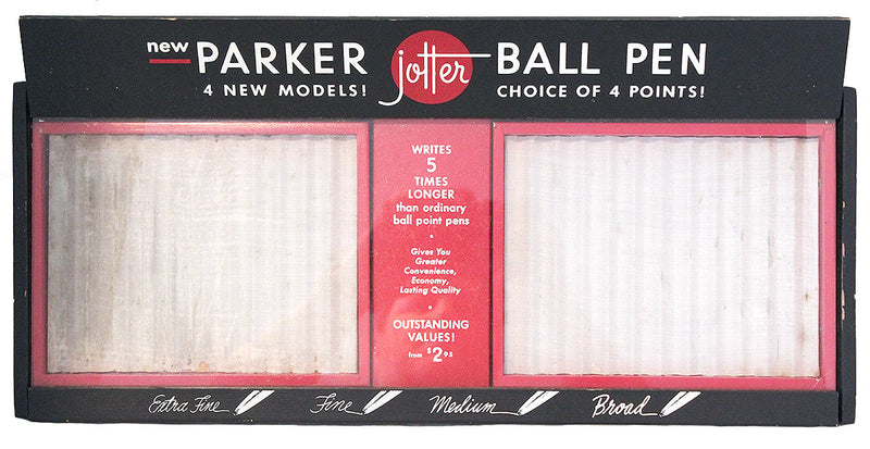 CIRCA 1960s PARKER JOTTER COUNTERTOP ADVERTISING DISPLAY CASE GLASS FRONT OFFERED BY ANTIQUE DIGGER
