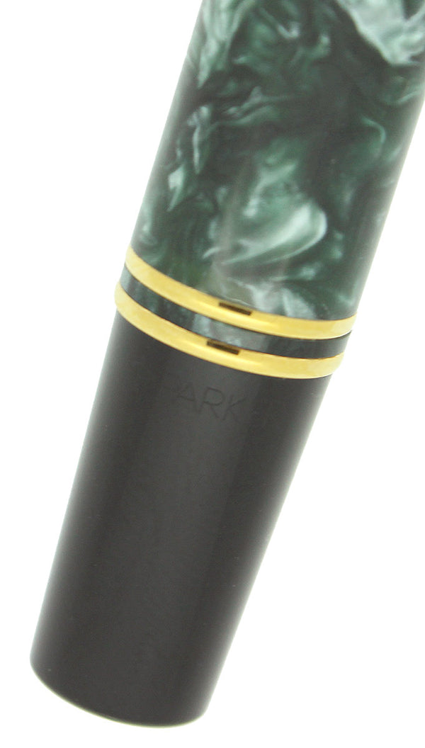 1993 PARKER DUOFOLD INTERNATIONAL GREEN MARBLE FOUNTAIN PEN 18K NIB NE