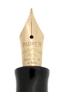 CIRCA 1932 PARKER JUNIOR STREAMLINE DUOFOLD BURGUNDY BLACK FOUNTAIN PEN RESTORED OFFERED BY ANTIQUE DIGGER