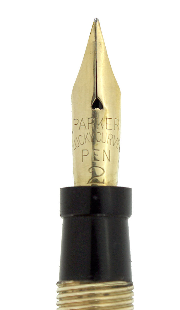 1920s PARKER LUCKY CURVE #98 OVERLAY FLORAL ETCHED FOUNTAIN PEN