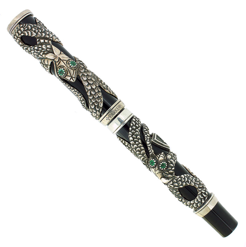 1997 PARKER STERLING SILVER SNAKE LIMITED EDITION FOUNTAIN PEN NEVER INKED OFFERED BY ANTIQUE DIGGER