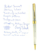 1994 FIRST YEAR MODEL PARKER SONNET STERLING FOUGERE PATTERN BALLPOINT PEN OFFERED BY ANTIQUE DIGGER