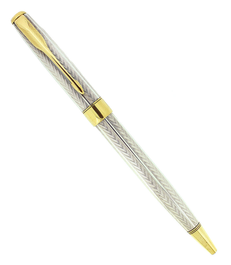 1994 FIRST YEAR MODEL PARKER SONNET STERLING FOUGERE PATTERN BALLPOINT PEN OFFERED BY ANTIQUE DIGGER