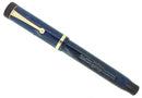 CIRCA 1927 PARKER SR DUOFOLD BLUE ON BLUE LAPIS FOUNTAIN PEN F-M NIB RESTORED OFFERED BY ANTIQUE DIGGER