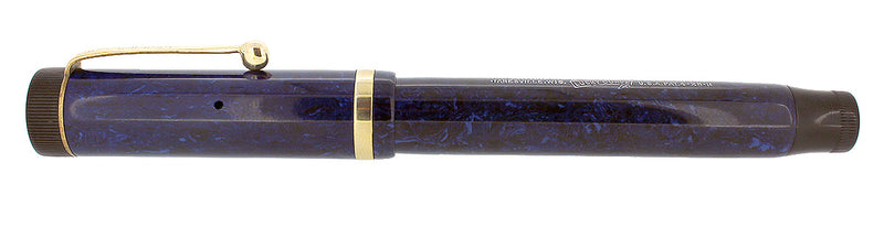 CIRCA 1927 PARKER SR DUOFOLD BLUE ON BLUE LAPIS FOUNTAIN PEN F-M NIB RESTORED OFFERED BY ANTIQUE DIGGER