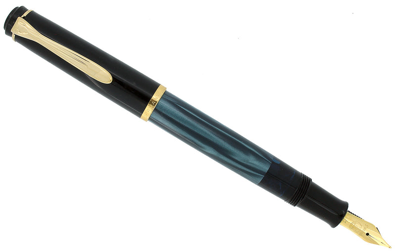 PELIKAN M200 BLUE MARBLED FOUNTAIN PEN SERVICED & READY TO WRITE