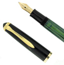 CIRCA 1950s PELIKAN 400NN FOUNTAIN PEN GREEN STRIATED CELLULOID B-BBB NIB RESTORED OFFERED BY ANTIQUE DIGGER