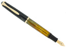1950S PELIKAN 400NN FOUNTAIN PEN TORTOISE STRIATED CELLULOID OBLIQUE BROAD NIB RESTORED OFFERED BY ANTIQUE DIGGER