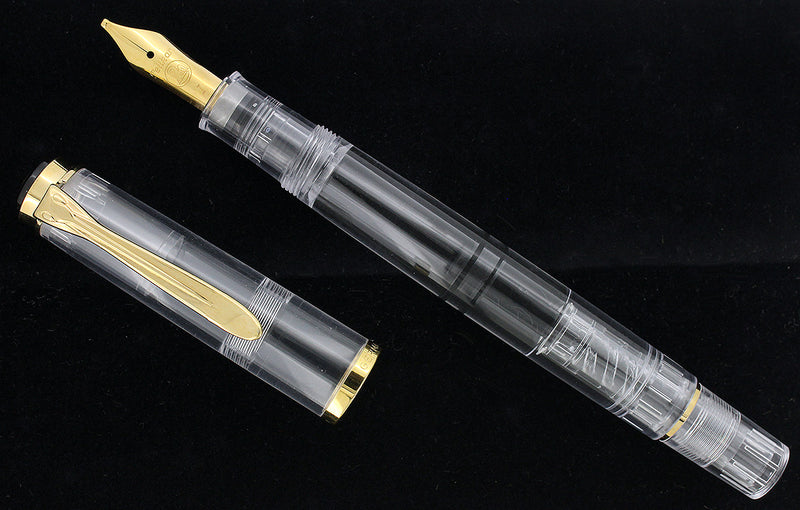 CIRCA 2012 PELIKAN M200 CLEAR DEMONSTRATOR GOLD TRIM FOUNTAIN PEN NEVER INKED OFFERED BY ANTIQUE DIGGER