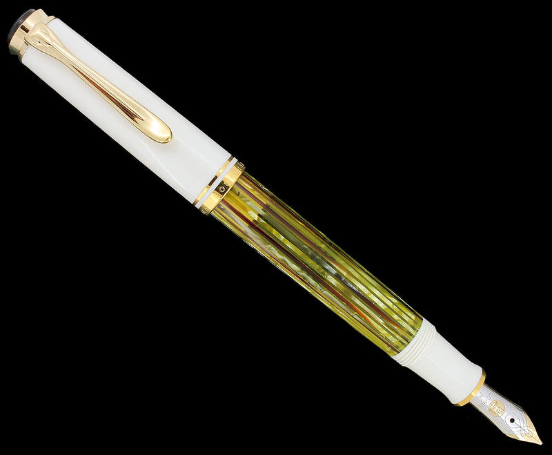 PELIKAN M400 SOUVERAN WHITE TORTOISE FOUNTAIN PEN MED NIB NEW IN BOX NEVER INKED OFFERED BY ANTIQUE DIGGER