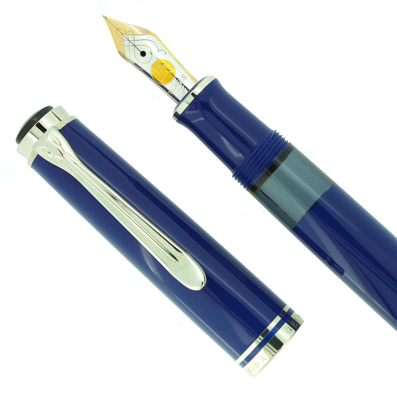 PELIKAN M605 SOUVERAN DARK BLUE FOUNTAIN PEN 14K EXTRA FINE NIB NEW OLD STOCK OFFERED BY ANTIQUE DIGGER