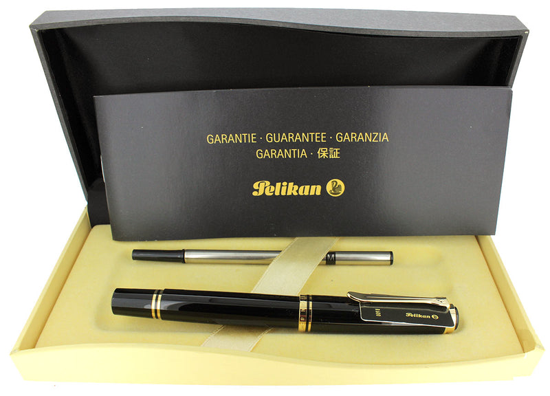 C1999 PELIKAN R600 SOVEREIGN BLACK ROLLERBALL PEN GOLD TRIM NEW OLD STOCK MINT OFFERED BY ANTIQUE DIGGER