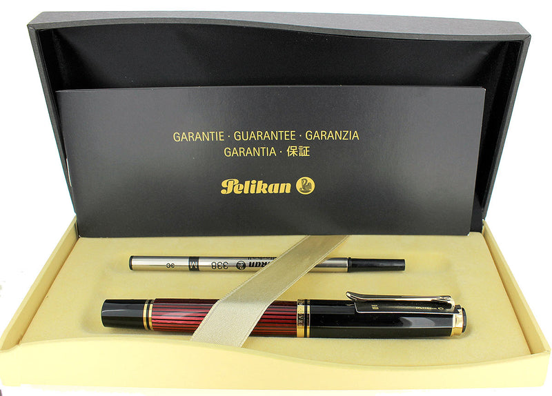 PELIKAN R600 SOVEREIGN RED & BLACK ROLLERBALL PEN GOLD TRIM NEW IN BOX NEW OLD STOCK OFFERED BY ANTIQUE DIGGER