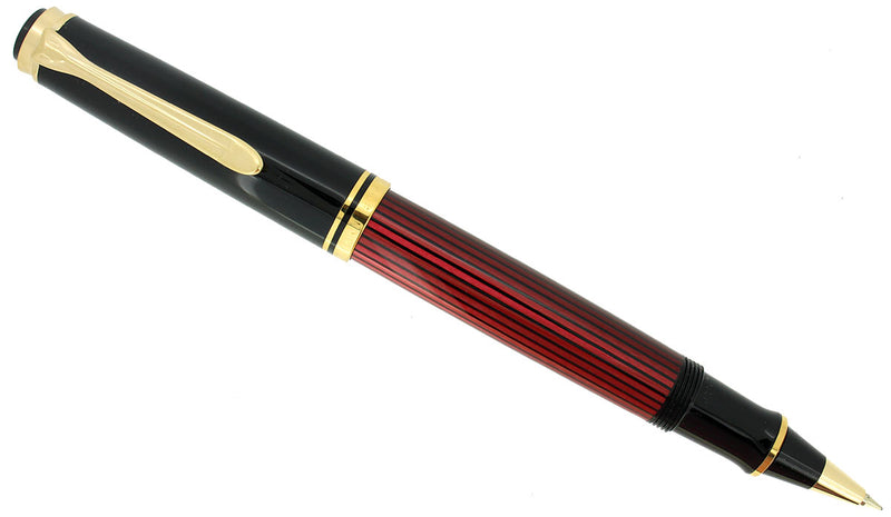 PELIKAN R600 SOVEREIGN RED & BLACK ROLLERBALL PEN GOLD TRIM NEW IN BOX NEW OLD STOCK OFFERED BY ANTIQUE DIGGER