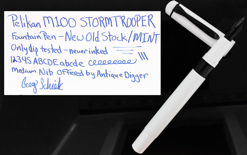 C1987 PELIKAN M100 STORMTROOPER FOUNTAIN PEN W GERMANY M NIB NEW OLD STOCK MINT OFFERED BY ANTIQUE DIGGER
