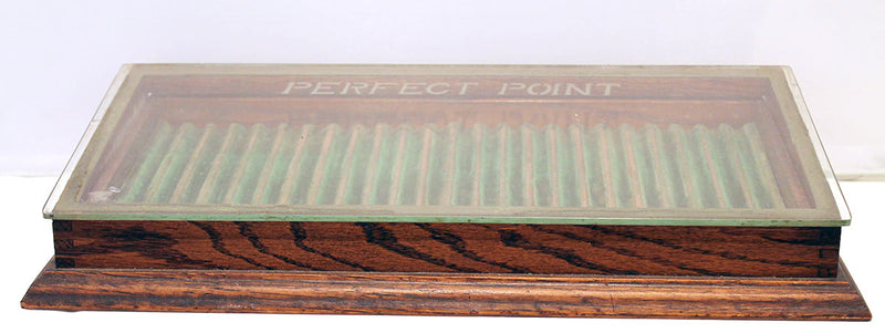CIRCA 1920s PERFECT POINT FOUNTAIN PEN TABLE TOP ADVERTISING DISPLAY CASE OFFERED BY ANTIQUE DIGGER