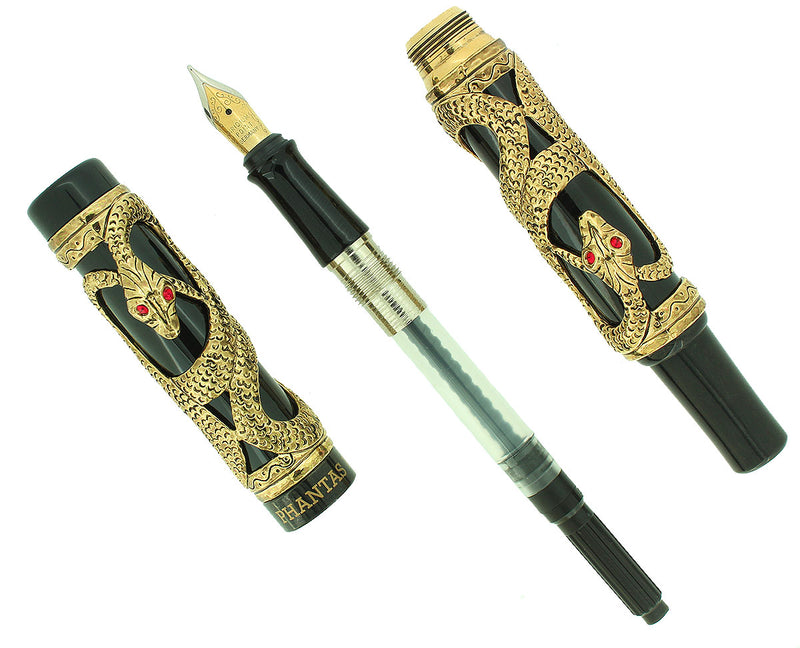 DANITRIO PHANTAS GOLD SNAKE FOUNTAIN PEN NEVER INKED ORIGINAL BOXES OFFERED BY ANTIQUE DIGGER