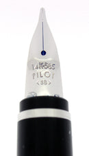 MINT PILOT NAMIKI FALCON 14K BROAD NIB FOUNTAIN PEN BLACK/RHODIUM W/BOX STICKERED OFFERED BY ANTIQUE DIGGER