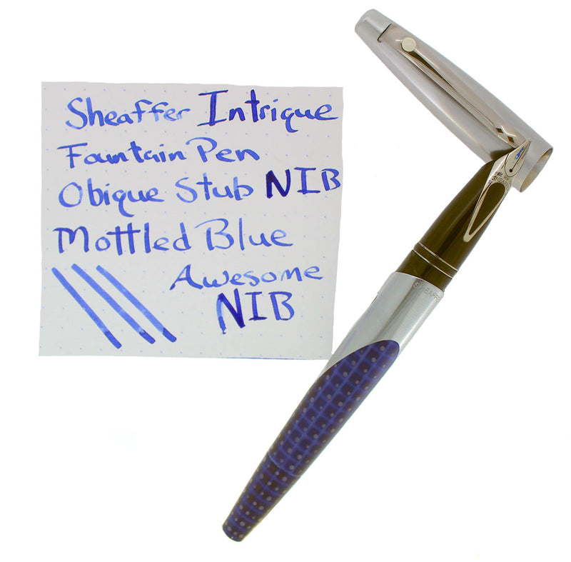 SHEAFFER INTRIGUE BLUE WHALE SHARK FOUNTAIN PEN NEW IN BOX MINT OBLIQUE STUB NIB OFFERED BY ANTIQUE DIGGER