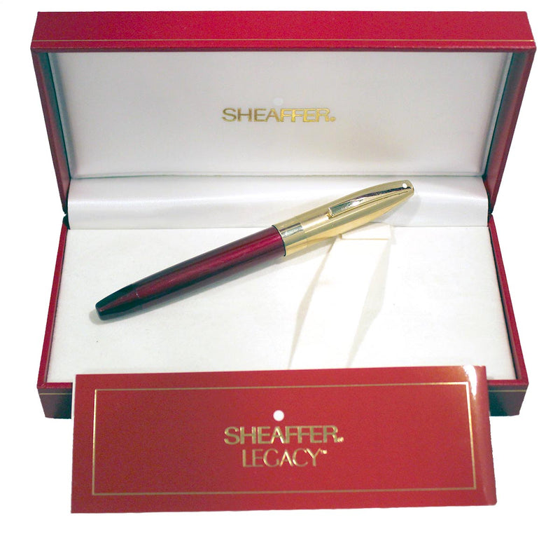 SHEAFFER LEGACY BURGUNDY & GOLD ROLLERBALL PEN NEW IN BOX NEVER INKED OFFERED BY ANTIQUE DIGGER