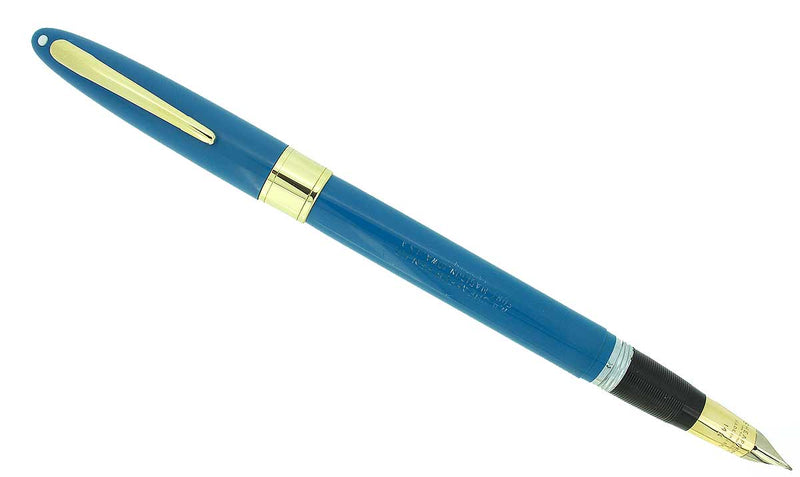 RESTORED CIRCA 1953 SHEAFFER SNORKEL VALIANT PASTEL BLUE FOUNTAIN PEN & PENCIL SET WITH BOX OFFERED BY ANTIQUE DIGGER
