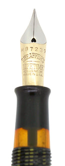 C1936 SHEAFFER LONG SLENDER BALANCE MARINE GREEN STRIATED FOUNTAIN PEN NEAR MINT RESTORED OFFERED BY ANTIQUE DIGGER