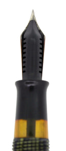 C1936 SHEAFFER LONG SLENDER BALANCE MARINE GREEN STRIATED FOUNTAIN PEN NEAR MINT RESTORED OFFERED BY ANTIQUE DIGGER