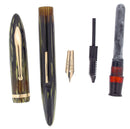 CIRCA 1938 SHEAFFER BALANCE ADMIRAL STRIATED GREEN PEARL FOUNTAIN PEN RESTORED OFFERED BY ANTIQUE DIGGER