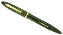 CIRCA 1938 SHEAFFER BALANCE ADMIRAL STRIATED GREEN PEARL FOUNTAIN PEN RESTORED OFFERED BY ANTIQUE DIGGER
