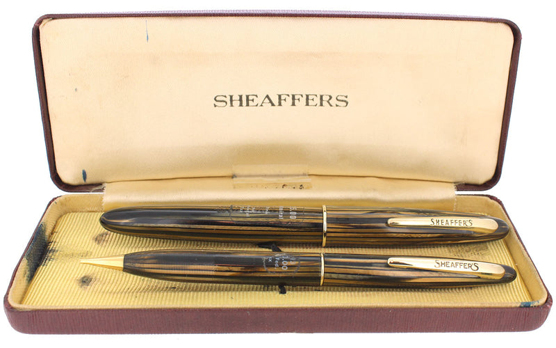 STICKERED CIRCA 1949 SHEAFFER ADMIRAL FOUNTAIN PEN PENCIL SET MINT N
