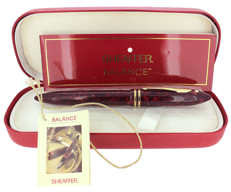 SHEAFFER BALANCE II CRIMSON GLOW FOUNTAIN PEN 18K MED NIB NOS MINT IN BOX OFFERED BY ANTIQUE DIGGER