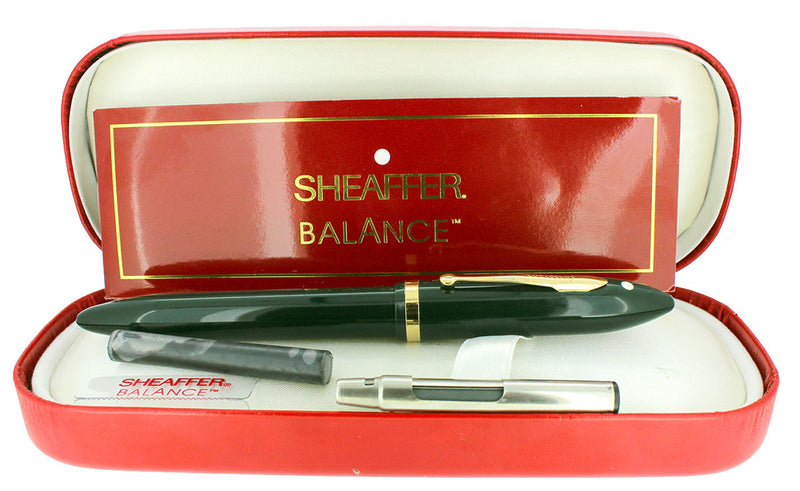 SHEAFFER HUNTER GREEN BALANCE II FOUNTAIN PEN MINT IN BOX NOS 14K BROAD NIB OFFERED BY ANTIQUE DIGGER