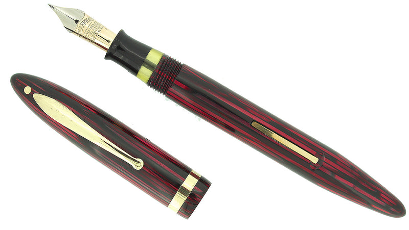 CIRCA 1938 SHEAFFER STANDARD SIZE CARMINE RED BALANCE FOUNTAIN PEN RESTORED OFFERED BY ANTIQUE DIGGER