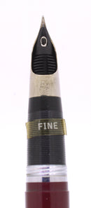 C1952 SHEAFFER CLIPPER BURGUNDY SNORKEL FINE NIB FOUNTAIN PEN NEW OLD STOCK MINT OFFERED BY ANTIQUE DIGGER