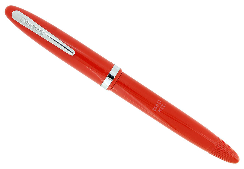 C1953 SHEAFFER CADET FOUNTAIN PEN IN VERMILLION SM1 NIB CHALK MARKED MINT OFFERED BY ANTIQUE DIGGER