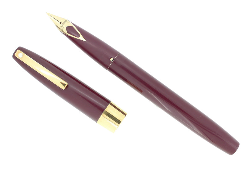 EARLY 1970S SHEAFFER BURGUNDY IMPERIAL 556 FINE NIB FOUNTAIN PEN RESTORED OFFERED BY ANTIQUE DIGGER