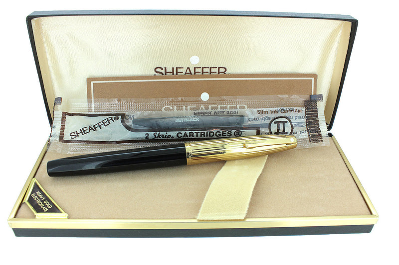 SHEAFFER IMPERIAL MODEL 790 GOLD FLUTED CAP FOUNTAIN PEN BROAD NIB NEVER INKED OFFERED BY ANTIQUE DIGGER