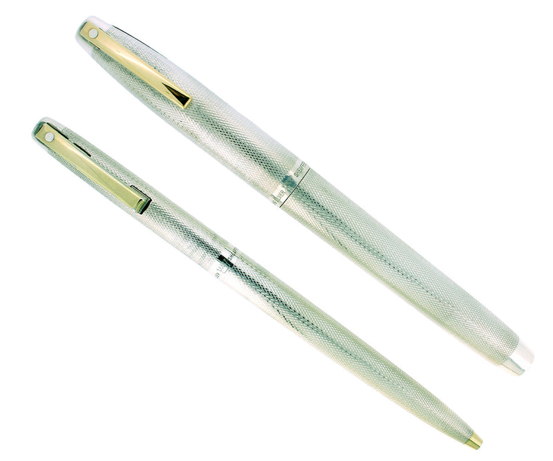 C1972 SHEAFFER STERLING IMPERIAL 826 BARLEY FOUNTAIN PEN & BALLPOINT PEN SET MINT OFFERED BY ANTIQUE DIGGER