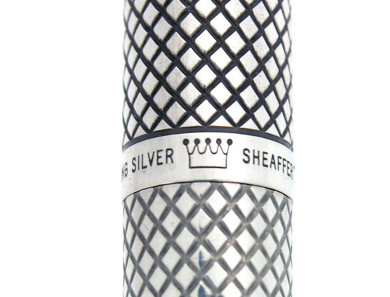 1971 SHEAFFER STERLING SILVER IMPERIAL TOUCHDOWN FILLER FOUNTAIN PEN DIAMOND DESIGN RESTORED OFFERED BY ANTIQUE DIGGER