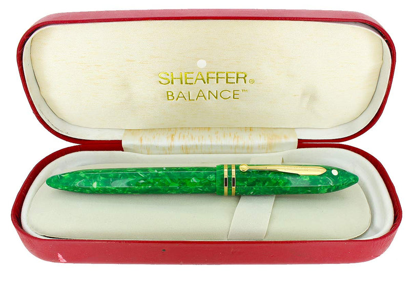 SHEAFFER JADE BALANCE FOUNTAIN PEN NEW OLD STOCK MINT IN BOX 18K STUB FLEX NIB OFFERED BY ANTIQUE DIGGER