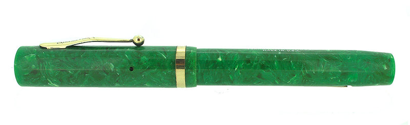 1930S SHEAFFER SENIOR JADE CELLULOID FLAT TOP FOUNTAIN PEN RESTORED OFFERED BY ANTIQUE DIGGER