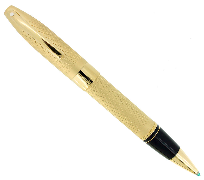 SHEAFFER LEGACY 2 KING'S GOLD DIAMOND PATTERN W/ 23K GOLD TRIM ROLLERBALL PEN UNUSED OFFERED BY ANTIQUE DIGGER