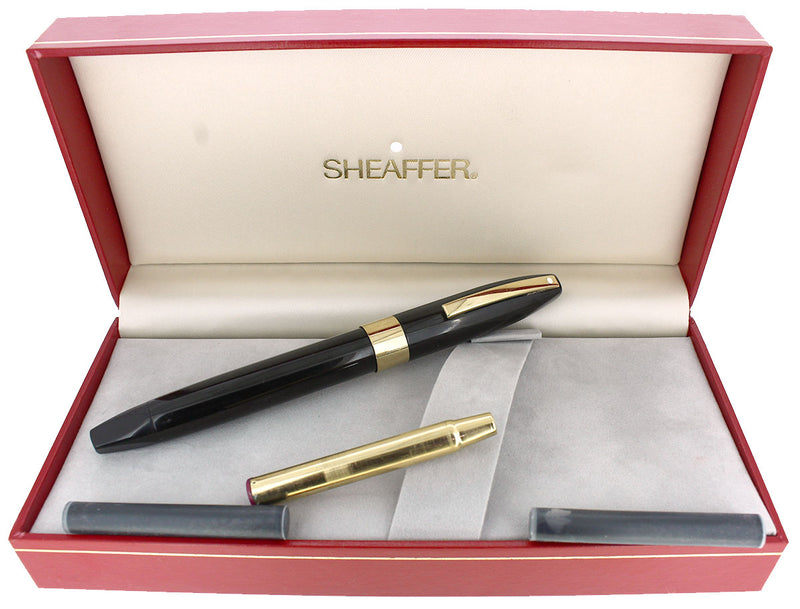 SHEAFFER LEGACY 1 BLACK LAQUE GOLD TRIM 18K BROAD NIB FOUNTAIN PEN OFFERED BY ANTIQUE DIGGER