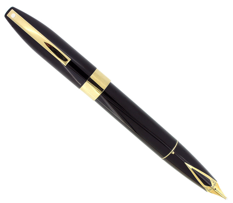 SHEAFFER LEGACY 1 BLACK LAQUE GOLD TRIM 18K BROAD NIB FOUNTAIN PEN OFFERED BY ANTIQUE DIGGER