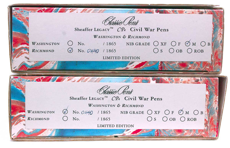 1997 SHEAFFER LEGACY CP4 MATCHING NUMBER SET WASHINGTON RICHMOND CIVIL WAR STERLING FOUNTAIN PENS OFFERED BY ANTIQUE DIGGER