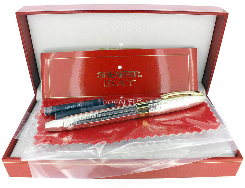CIRCA 1997 SHEAFFER LEGACY STERLING FOUNTAIN PEN BARLEYCORN 18K EXTRA FINE NIB NEVER INKED OFFERED BY ANTIQUE DIGGER