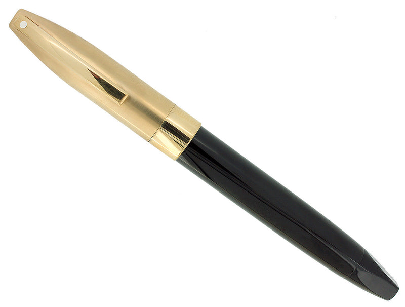 CIRCA 1995 SHEAFFER LEGACY BRUSHED GOLD BLACK LAQUE 18K RIGHT OBLIQUE NIB FOUNTAIN PEN OFFERED BY ANTIQUE DIGGER